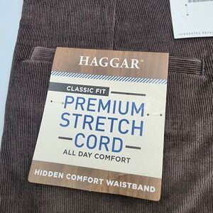 Haggar Mens Classic Fit Premium Stretch Corduroy Pants 40x29 Brown NEW